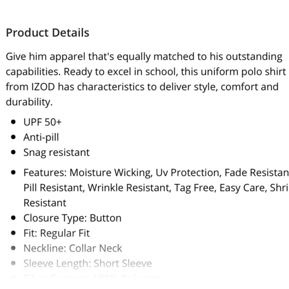 NWT Classic Izod Kids Navy Polo Shirt Sz XXL - Picture 5 of 5